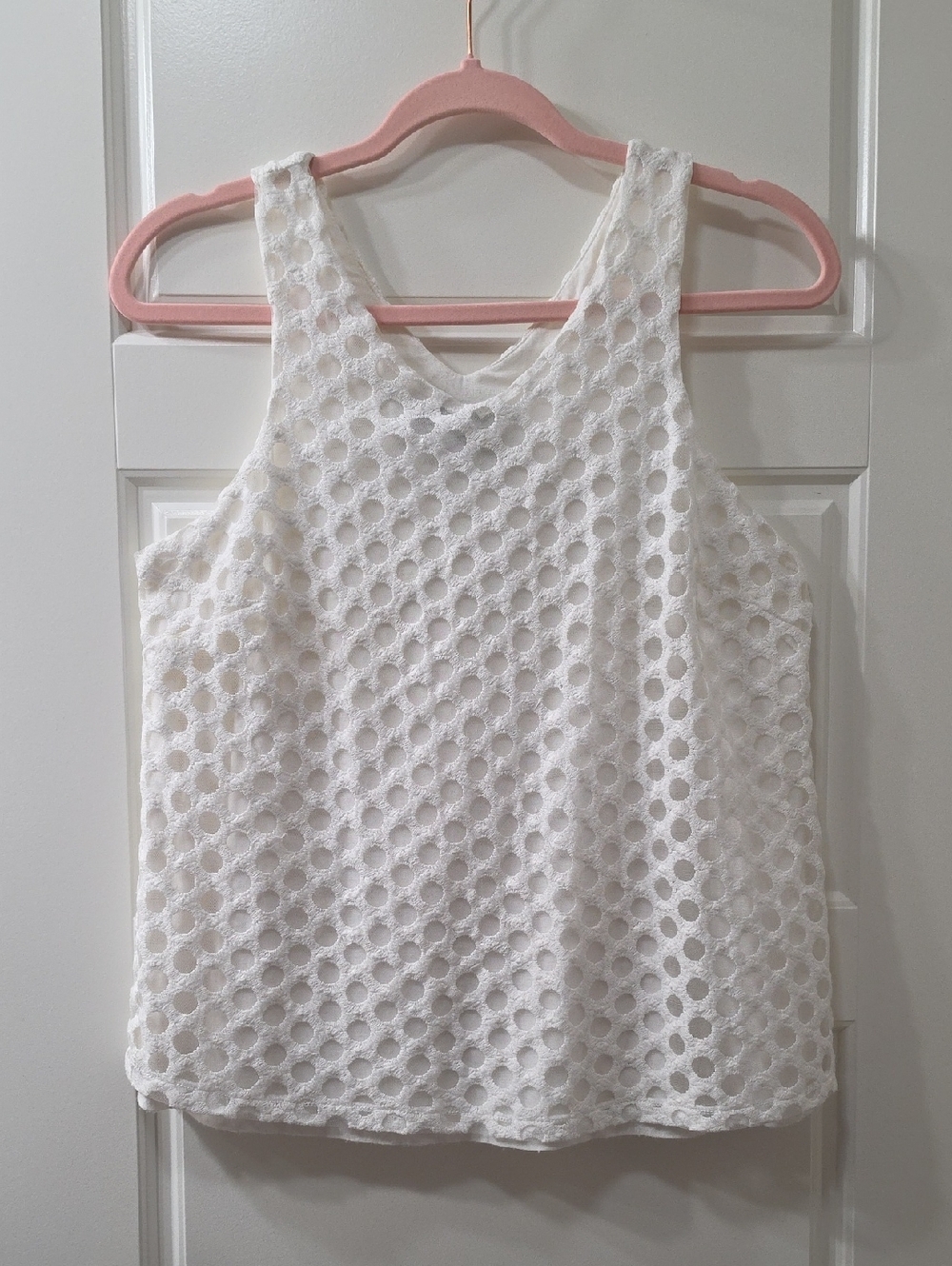 Sunday in Brooklyn White Crochet Overlaid Tank Top - Small